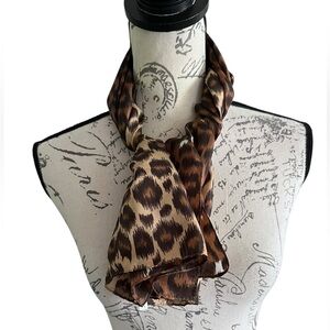 Vintage Created in Italy for Avon Animal Leopard Print Scarf  15" x 60”